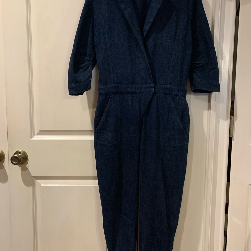 Halston Heritage Navy Denim Jumpsuit